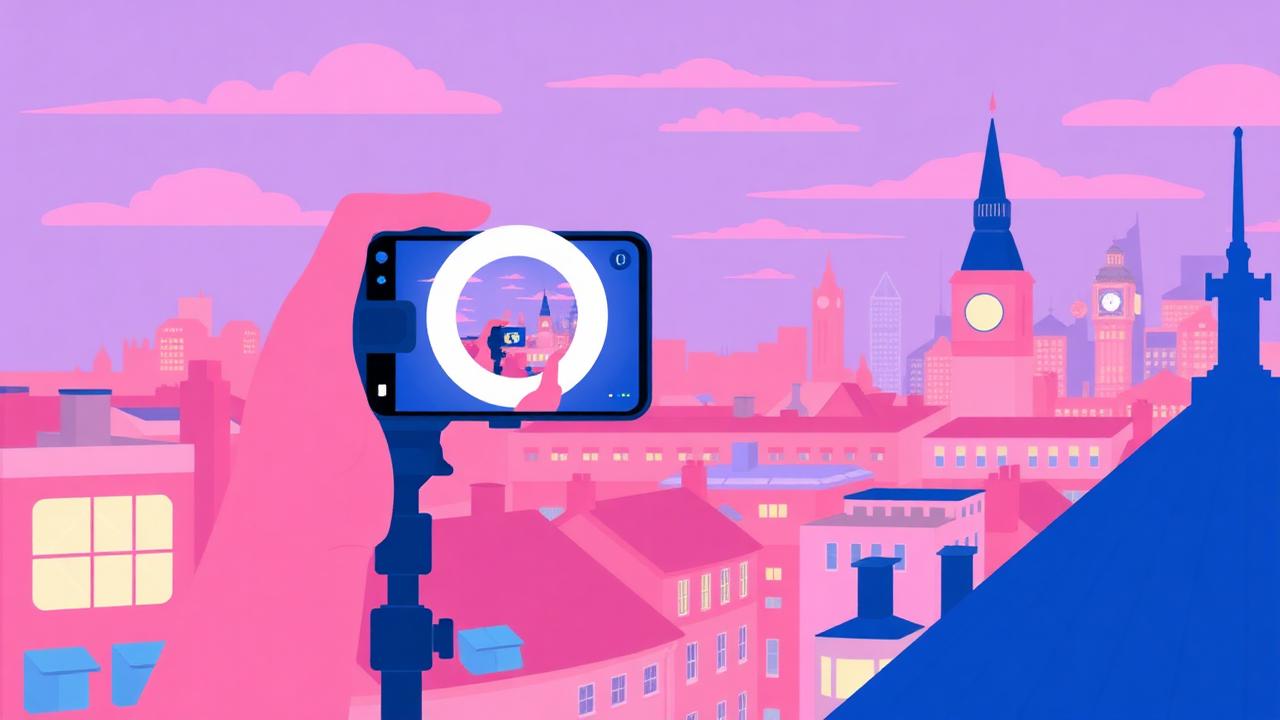 Creator filming a short video on a UK rooftop